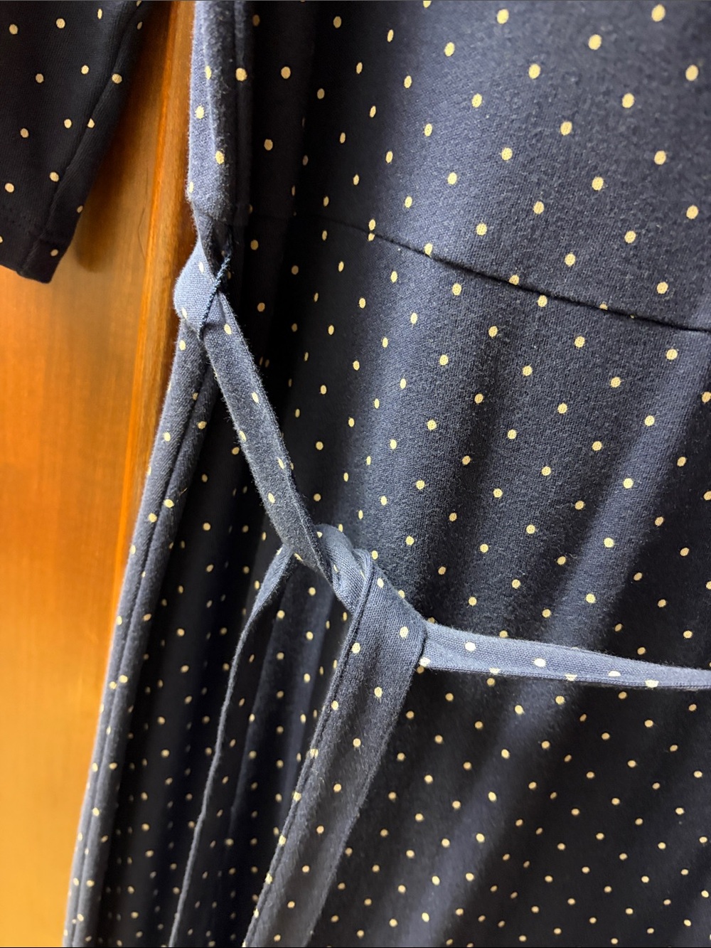 Lands' End Navy Polka Dot Dress with Tie Waist - Picture 4 of 8